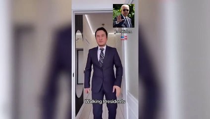 Dünya liderlerinin yürüyüşlerini taklit eden adam