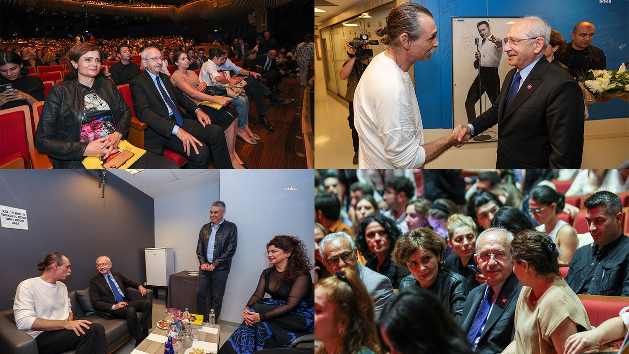 Kemal Kılıçdaroğlu,  Erdal ve Elvin Beşikçioğlu'nun uyarlayıp yönettiği Otomatik Portakal oyununu izledi