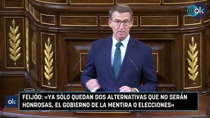 Feijóo «Ya sólo quedan dos alternativas que no serán honrosas, el Gobierno de la mentira o elecciones»