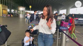 Kajal Agarwal's Cute Mommy with Her Kid Spotted at Mumbai Airport