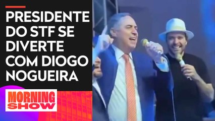 Barroso canta “Evidências” durante coquetel em sua homenagem; assista