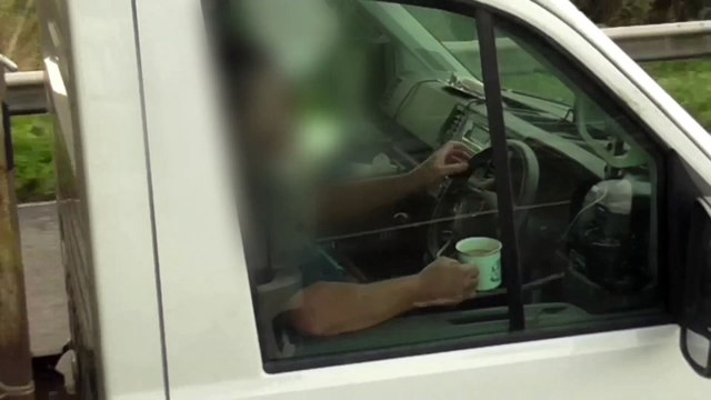 Footage captures moment M6 driver caught drinking mug of tea and removing both hands from wheel