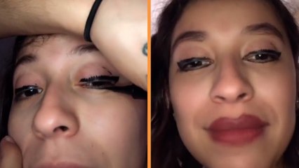 Hilarious Moment Boyfriend Attempts to Do His Girlfriend's Makeup