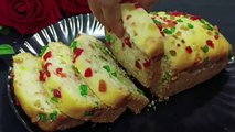 कढ़ाई में बनाये 4 चीजों से दुनिया का सबसे आसान केक _ Eggless Vanilla Sponge Tutti frutti Cake Recipe
