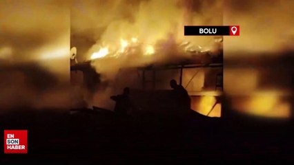 Bolu'da tek katlı ev alev alev yandı
