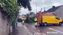 Roof torn off building by Storm Agnes' winds