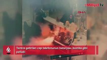 Cep telefonu bataryası bomba gibi patladı