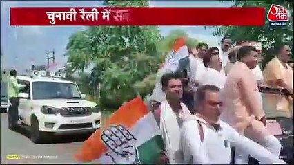 MP Election: Congress leader shows lathi in Sagar rally