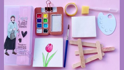 Miniature Traveling Painting Set || DIY || How to make Painting Set at home .
