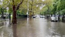أمطار غزيرة في نيويورك تغمر الطرق