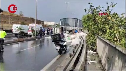Küçükçekmece'de kamyonet devrildi! Yol trafiğe kapandı