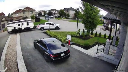 Trailer Scrapes Past Basketball Hoop