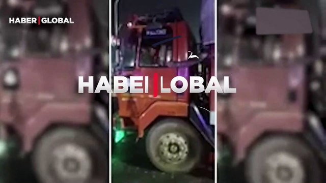 Kamyonun açık camından kafasını uzatan piton!