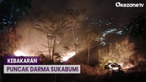 Kobaran Besar Membakar Lahan di Puncak Darma Sukabumi