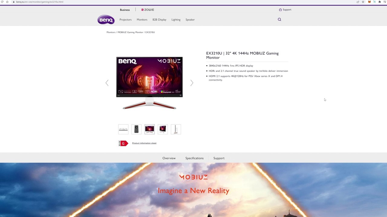 MONITOR BENQ MOBIUZ EX3210U | 4K, 144HZ Y HDMI 2.1 QUE DESTACA POR SU SONIDO