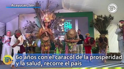 Simón Navarrete y sus 60 años con el caracol de la prosperidad y la salud recorre el país