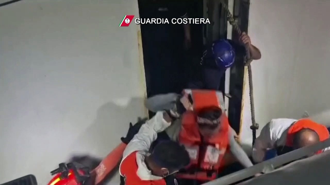 Italian coast guards rescue dozens aboard burning ferry