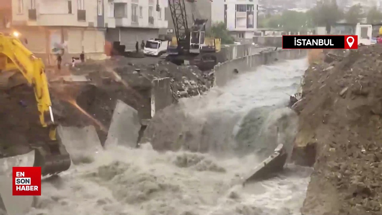 İstanbul’da dere taştı, istinat duvarı yıkıldı