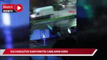 Sultangazi'de kamyonetin camlarını kırdı