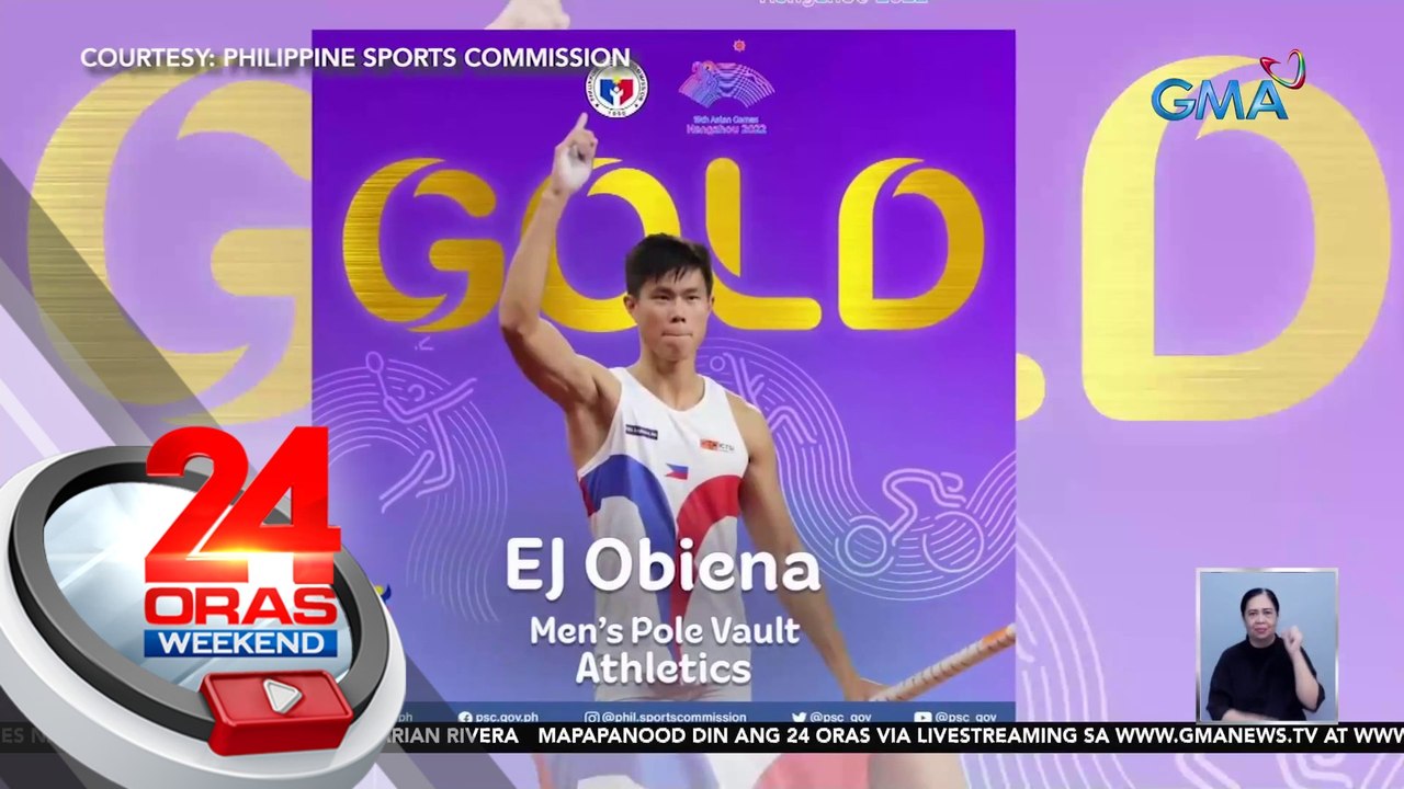 Pinoy pole vaulter EJ Obiena, nakamit ang unang gold medal ng Pilipinas sa 19th Asian Games | 24 Oras Weekend