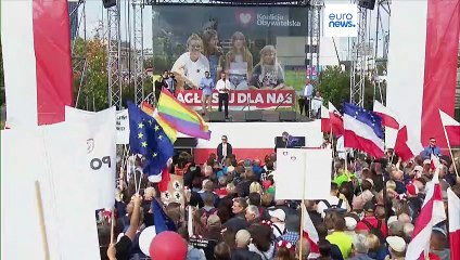 Poland's opposition supporters mass in Warsaw two weeks before election