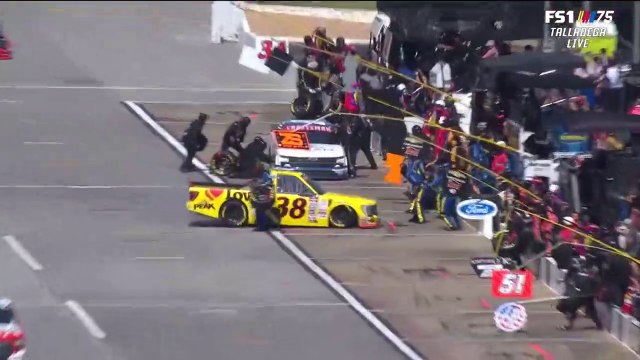 NASCAR Truck Series Talladega 2023 Smith Spins Pits Hits Crew Member