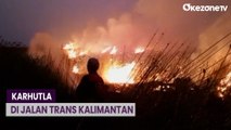 Kawasan Jalan Trans Kalimantan Kebakaran, Petugas Damkar Kesulitan Memadamkan Api