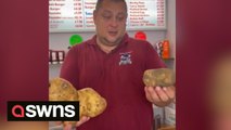 *NEW VIDEO* Chip shop finds massive potato - enough for two whole portions