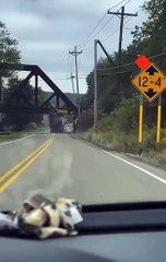 Truck Driver Ignores Low Clearance Warning