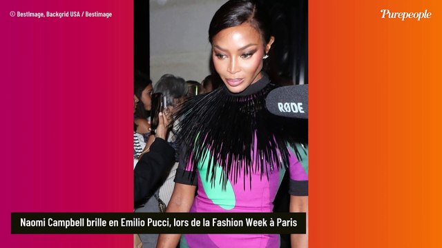Naomi Campbell sculpturale à 53 ans, dans une nuisette transparente et dessous chics à la Fashion Week