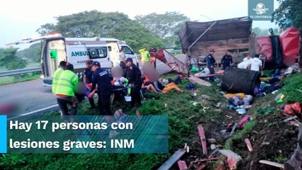 下载视频: Reportan 10 fallecidos tras volcadura de camión con migrantes en Chiapas