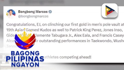 PBBM in Action: PBBM, nagpaabot ng pagbati sa mga atletang Pilipino na nakakuha ng medalya sa #19thAsianGames