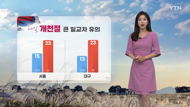 [날씨] 내일 개천절 큰 일교차 유의...수요일 중서부 비 / YTN