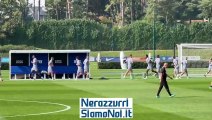 L'allenamento dell'Inter alla vigilia della gara di Champions con il Benfica