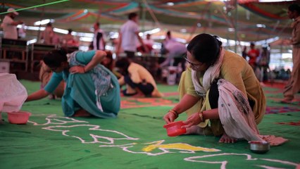 Jaipur : रंग बिरंगी रंगोली से सजा डेरा सच्चा सौदा का सत्संग भंडारा : #RangoliDesign #Rangoli