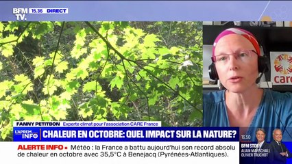 Chaleur en octobre: "C'est un très mauvais signe [...] on bat des records et c'est directement en lien avec le changement climatique" indique Fanny Petitbon, experte climat pour l'association CARE France