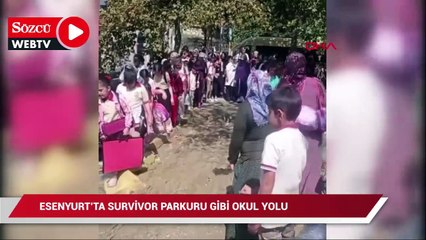 Esenyurt'ta survivor parkuru gibi okul yolu