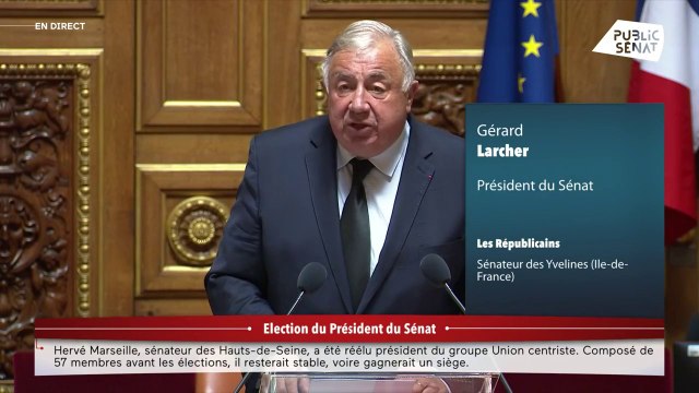 Le discours de Gérard Larcher réélu président du Sénat
