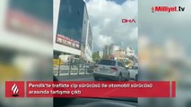 Pendik'te trafikte kavga! Araçla önünü kesip darp etti