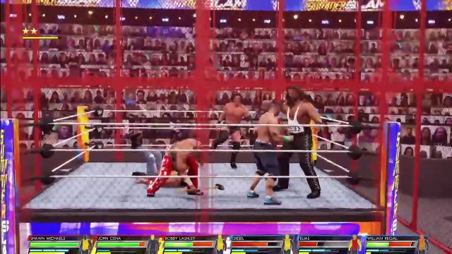 WWE Bobby Lashley, Shawn Michaels & John Cena vs Diesel, Elias & William Regal