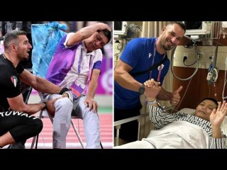 Athletics referee rushed to hospital with shattered leg after being hit by stray HAMMER
