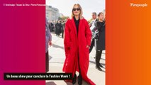 Balenciaga : Isabelle Huppert impériale en doudoune XXL, Paris Hilton scintille en robe transparente avec sa soeur Nicky