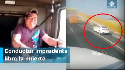 Imprudente al volante: rebasa por acotamiento y termina provocando volcadura de pipa