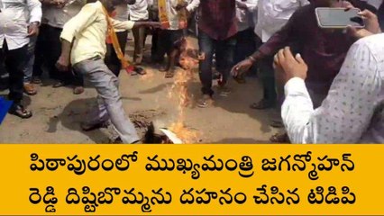 కాకినాడ: జిల్లాలో ఉద్రిక్తత.. సీఎం జగన్ దిష్టిబొమ్మ దగ్ధం