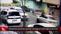 İstanbul'da sürücünün çekmeyi unuttuğu el frenini öğrenci fark etti