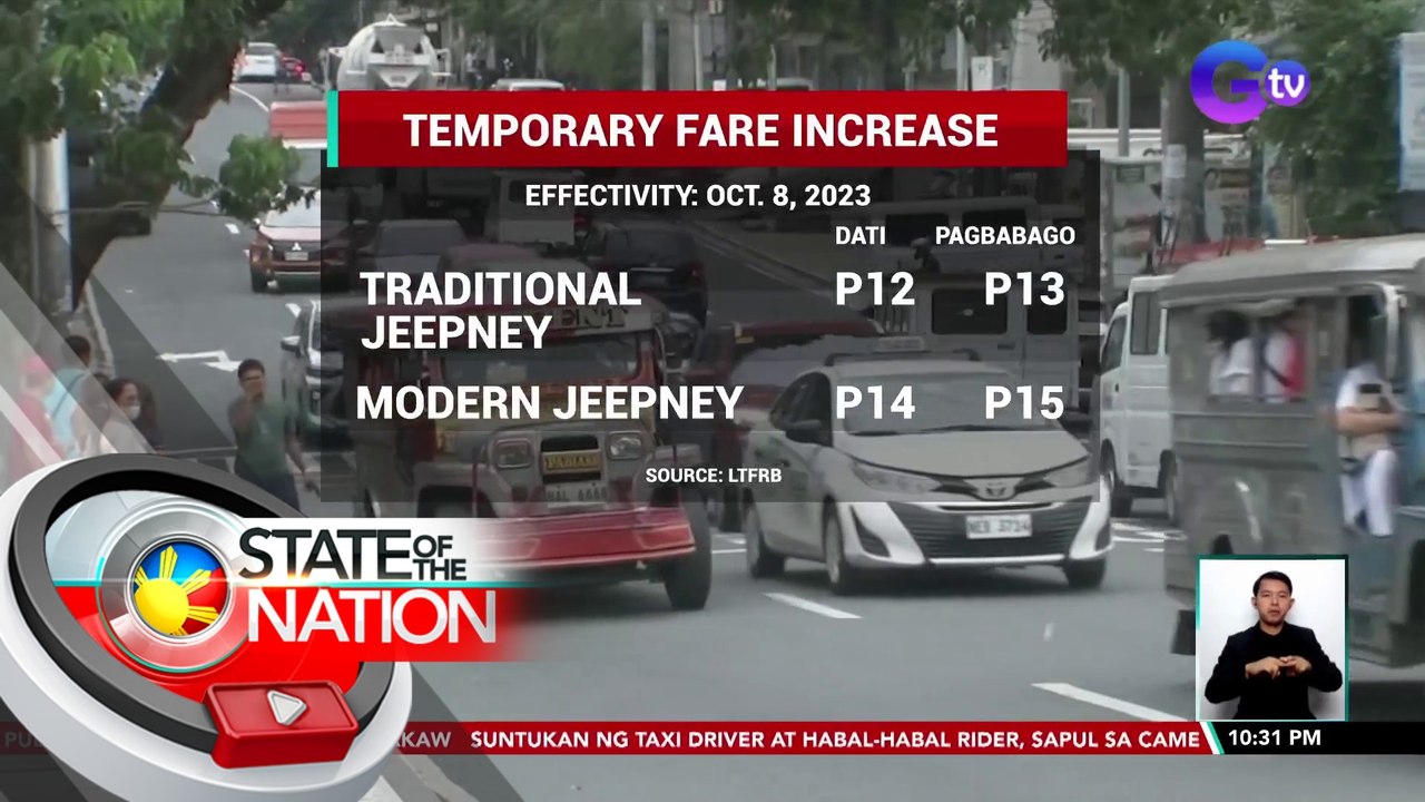 Pamasahe sa traditional at modern jeepney, pansamantalang tataas ng P1.00 simula Oct. 8 | SONA