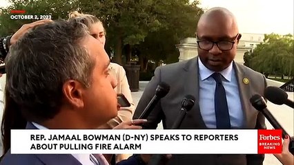 Jamaal Bowman Speaks Out To Reporters About Pulling Fire Alarm