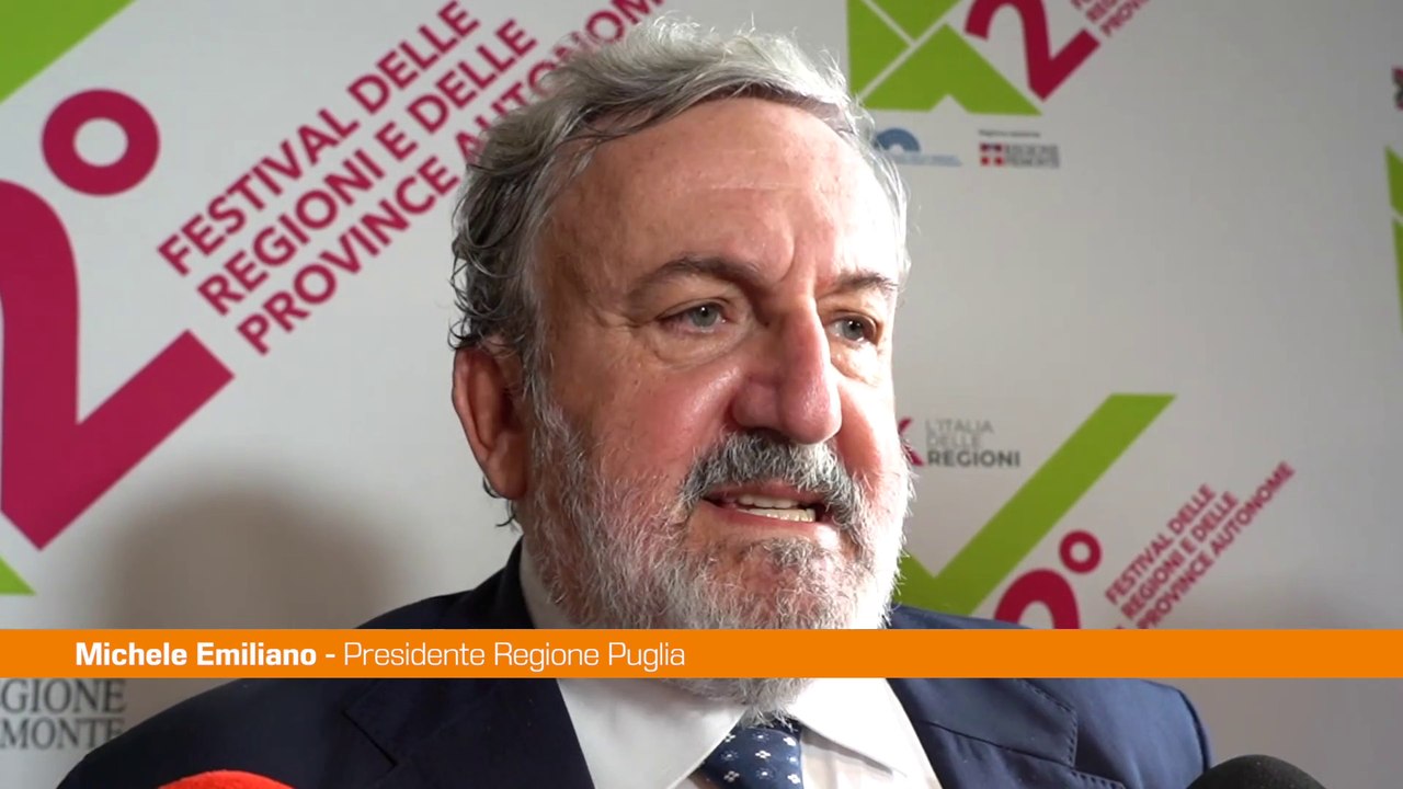 Regioni, Emiliano "La prossima edizione del Festival sarà in Puglia"