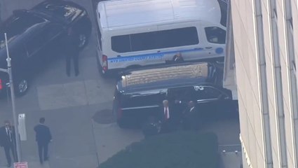 Donald Trump arrives for second day of fraud trial at Manhattan court