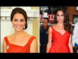 Meghan Markle e la principessa Kate sembravano identiche nel vestito rosso brillante: quasi gemelle